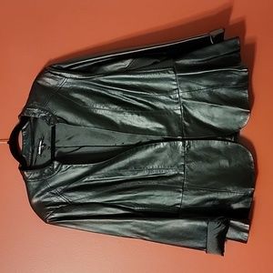 2X Faux Leather Peplum Blazer Goth Ruffle Seams Satin